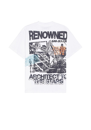 Renowned Under Construction Tee in White. Size M.