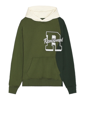 Renowned R Collegiate Sewn Hoodie in Green. Size S.