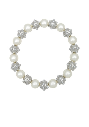 Marc Jacobs Pearl Dot Statement Necklace in Metallic Silver.
