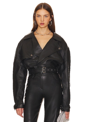 NBD Oversized Leather Motorcycle Jacket in Black. Size M, S, XL, XS, XXS.