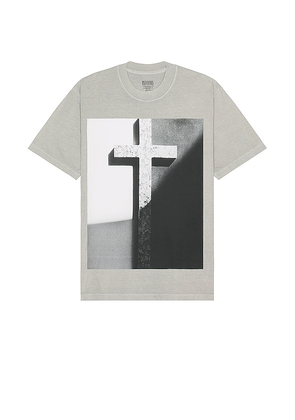 Pleasures Cross T-shirt in Light Grey. Size M, S, XL/1X.