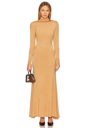 L'Academie Kyma Maxi Dress in Taupe. Size M, S.