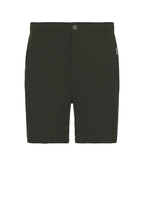 onia Calder 6 Micro Stripe Swim Short in Dark Green. Size S, XL/1X.