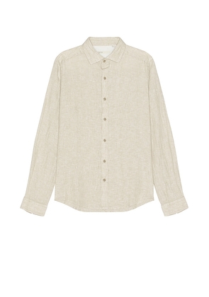 onia Linen Slim Fit Shirt in Beige. Size M, S, XL/1X.