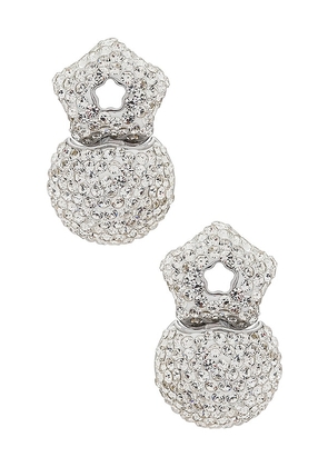 Lele Sadoughi Star Flower Hinge Earrings in Metallic Silver.