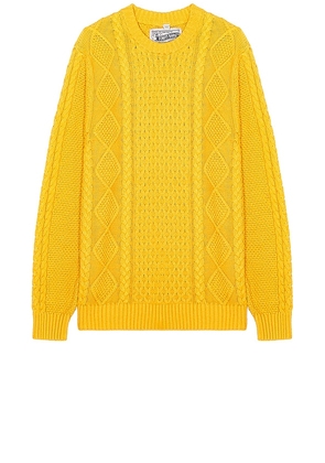 Schott Cableknit Sweater in Yellow. Size M, S, XL/1X.