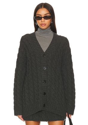 Theory Cable Felted Cardigan in Charcoal. Size S.