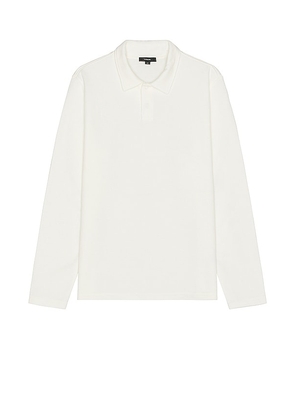 Vince Double Knit Pique Long Sleeve Polo in White. Size M, S.