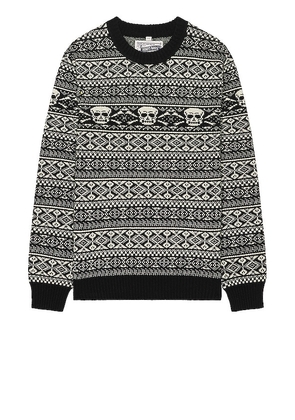 Schott Fairisle Skull Sweater in Black. Size M, XL/1X.