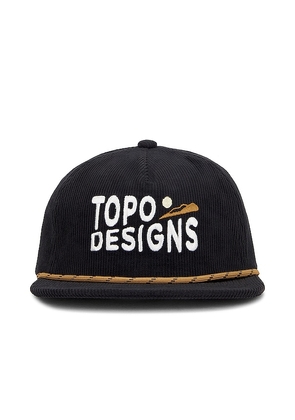 TOPO DESIGNS Sunrise Trucker Hat in Black.