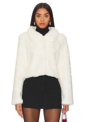 Unreal Fur Tirage Cropped Jacket in White. Size M, S, XL.