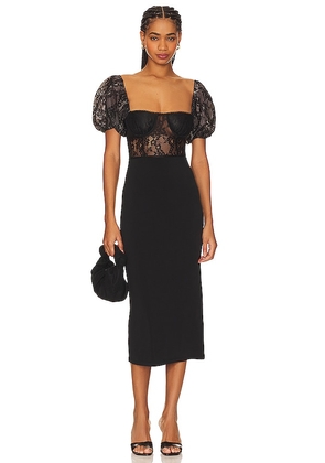 WeWoreWhat Underwire Corset Midi Lace Dress in Black. Size 00, 2, 4, 6.