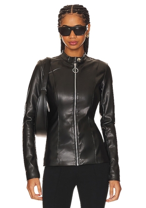 WeWoreWhat Faux Leather Fitted Moto Jacket in Black. Size M, S, XS.