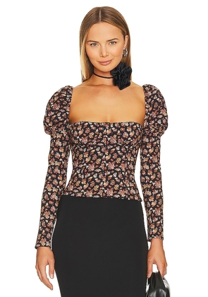 WeWoreWhat Long Sleeve Corset Top in Black. Size 00, 2, 4.
