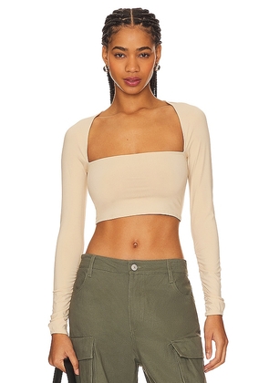 WeWoreWhat Long Sleeve Bandeau Top in Beige. Size M, S, XL, XS.
