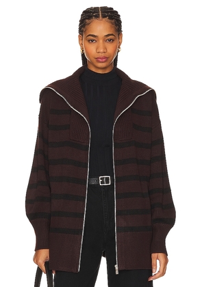 WeWoreWhat Striped Sweater Zip Up in Brown. Size S/M, XXS/XS.
