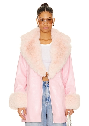 Show Me Your Mumu Penny Lane Coat in Pink. Size M, S, XL, XS.