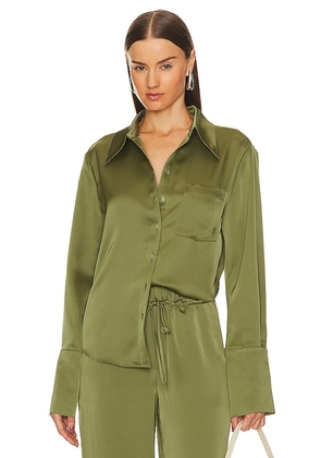Song of Style Tito Button Down Shirt in Olive. Size M, S, XL, XS, XXS.