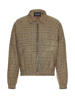 WAO Plaid Bomber Jacket in Brown. Size M, S, XL/1X.