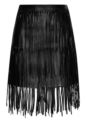 Oscar de la Renta fringe-detail leather skirt - Black