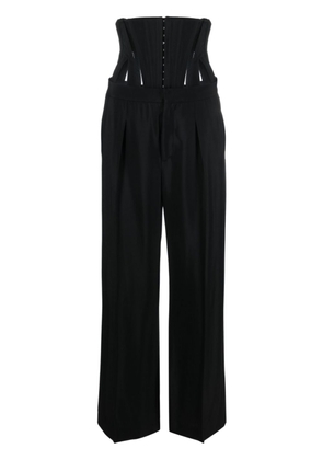 Mugler corset-panelled wide-leg trousers - Black
