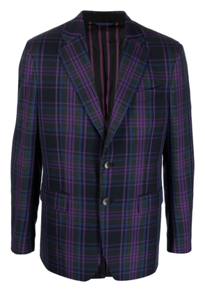 ETRO check-pattern virgin wool-blend blazer - Purple