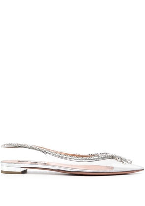 Aquazzura Seduction 20mm slingback ballerina shoes - Silver