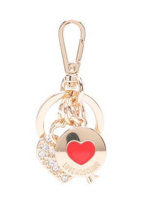 Love Moschino logo-debossed heart-charm keyring - Gold
