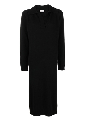 Moncler V-neck knitted midi dress - Black