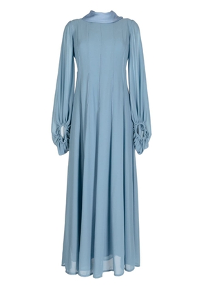 Baruni roll-neck puff-sleeve flared dress - Blue