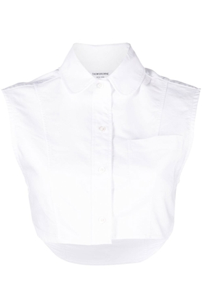 Thom Browne sleeveless cropped oxford shirt - White