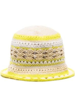 GANNI logo-patch bucket hat - Yellow