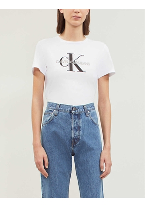 Calvin Klein Logo-print stretch-cotton T-shirt, Size: XS