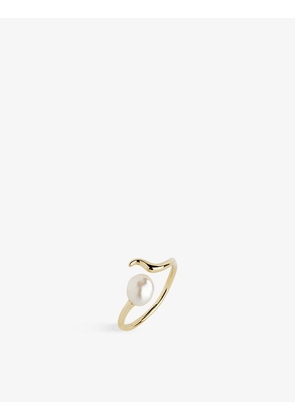 Moonshine 22ct yellow-gold plated sterling-silver and pearl ring