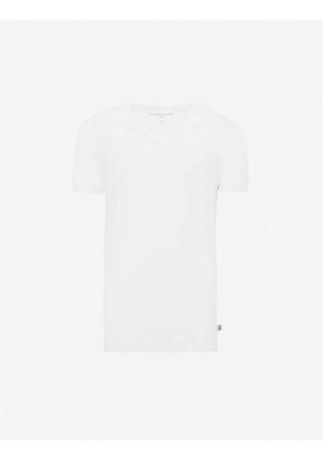 Derek Rose Men's White V-Neck Modal T-Shirt, Size: S