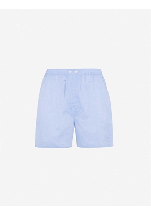 Derek Rose Men's Blue Amalfi Batiste Woven Boxer Shorts, Size: L