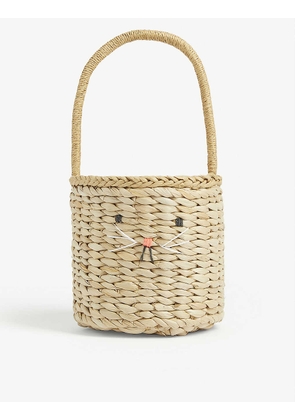 Gingham bunny straw basket bag