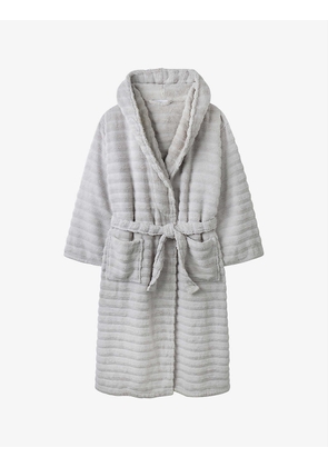 Ribbed hooded cotton-towelling bathrobe