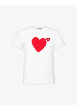 Heart-appliquéd cotton-jersey T-shirt