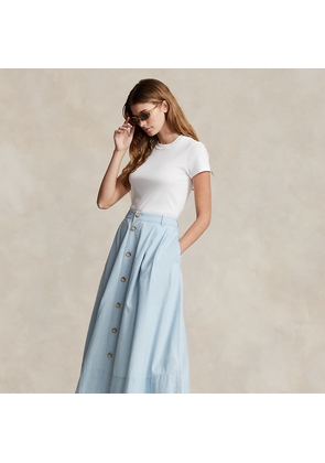 Button-Front Chambray Skirt