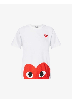 Big heart-appliqué cotton-jersey T-shirt