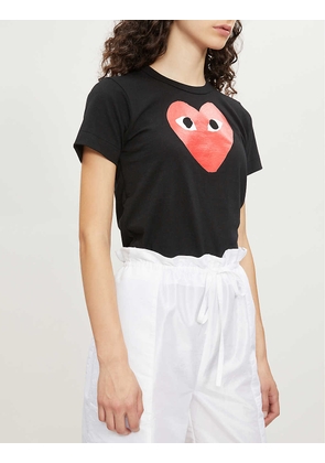 Middle heart-print cotton-jersey T-shirt