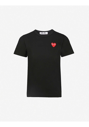 Heart logo-embroidered cotton-jersey T-shirt
