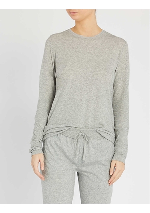 Long-sleeved cotton-jerey pyjama top