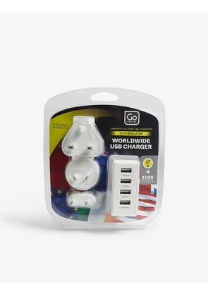 Go Travel White Worldwide Usb Charger With Four Ports
