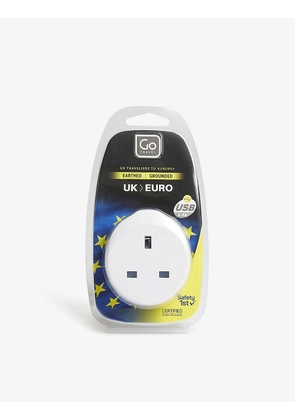 Go Travel White Uk To Euro Plug Adapter With Usb Port