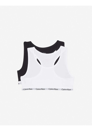 Calvin Klein Girls White and Black Modern Pack Of 2 Cotton Bralettes, Size: 14-16 Years