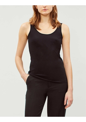 The White Company Ladies Black Reversible Stretch-Cotton Vest, Size: 10