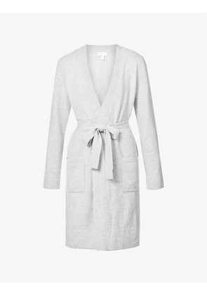 Short belted cashmere robe