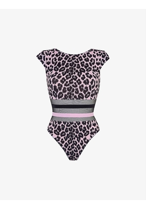 Zenaya leopard-print high-neck swimsuit